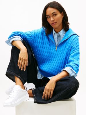 wit leren cupsole sneaker met plateauzool voor dames - tommy hilfiger