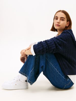 white th monogram leather cupsole trainers for women tommy hilfiger