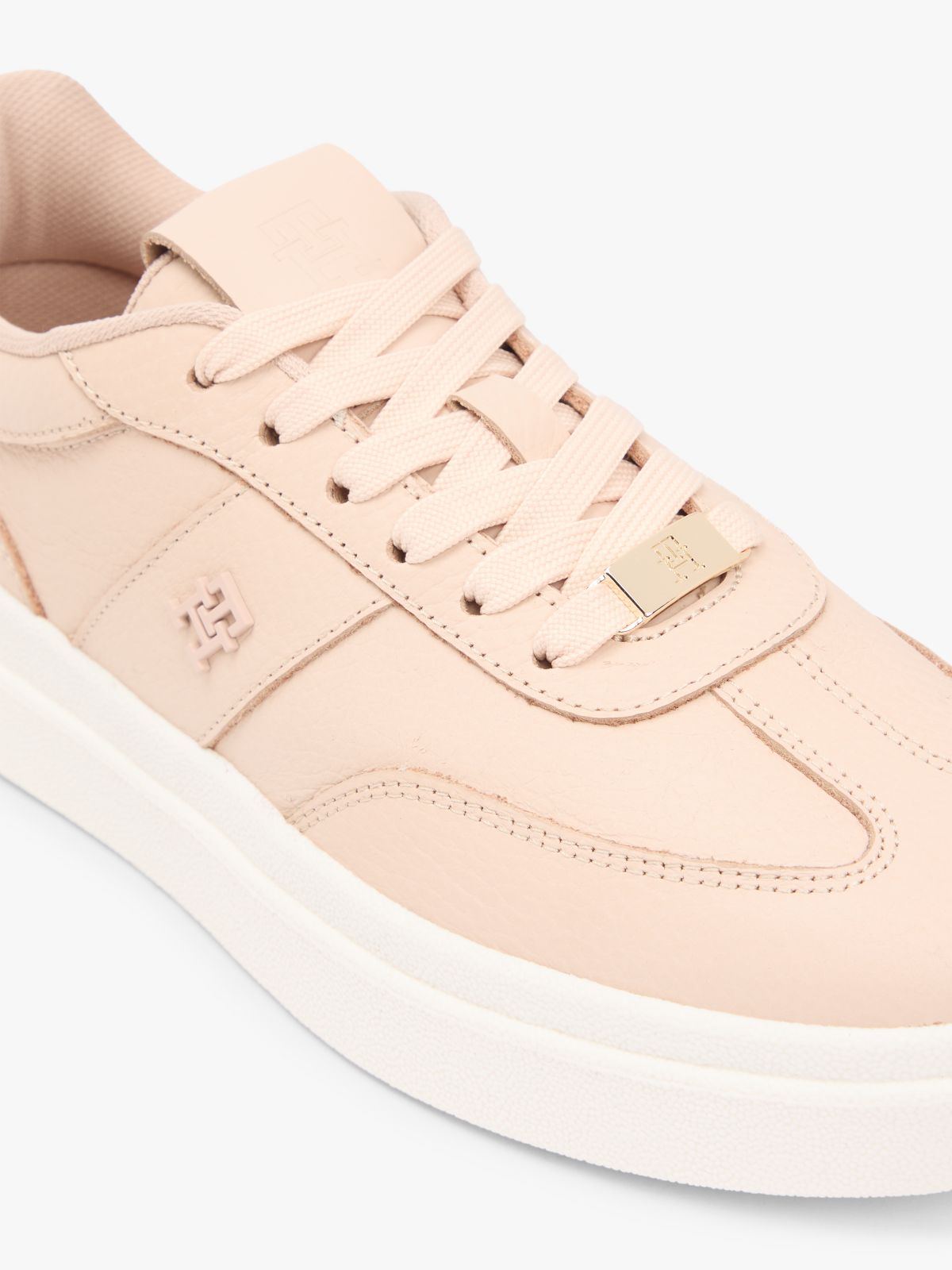 Debossed TH Monogram Leather Court Trainers — Pink
