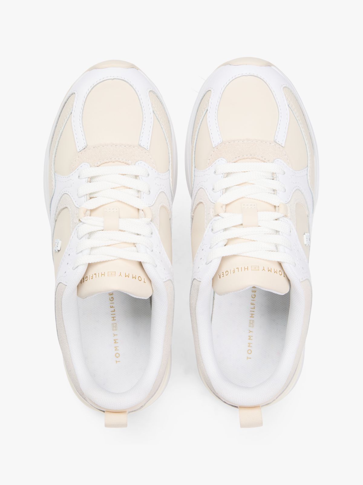 TH Monogram Leather Mixed Texture Trainers — White