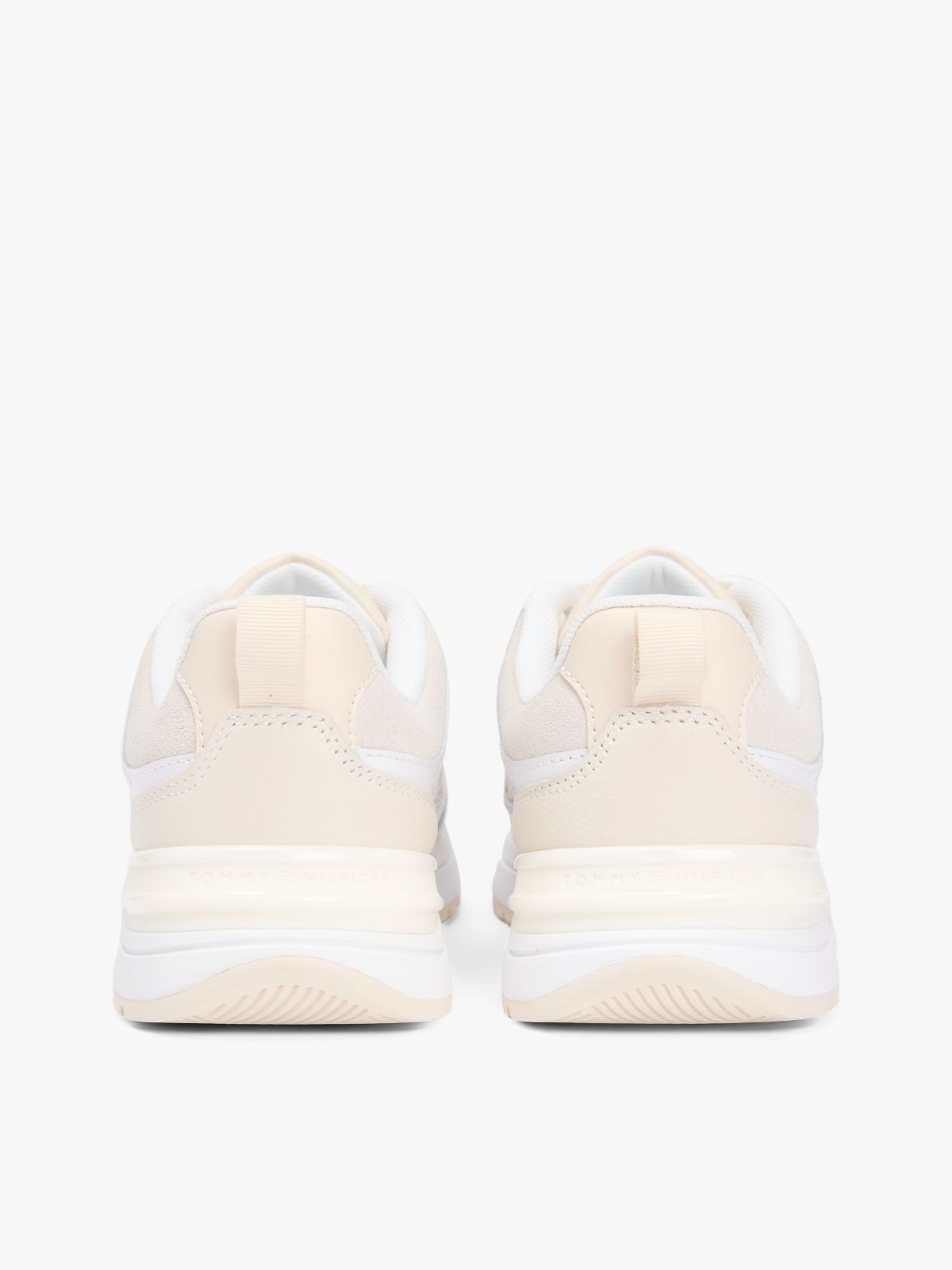TH Monogram Leather Mixed Texture Trainers — White