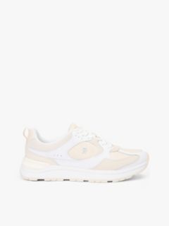 TH Monogram Leather Mixed Texture Trainers — White 1