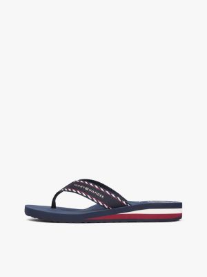 sandali infradito con finitura iconica blu da donne tommy hilfiger