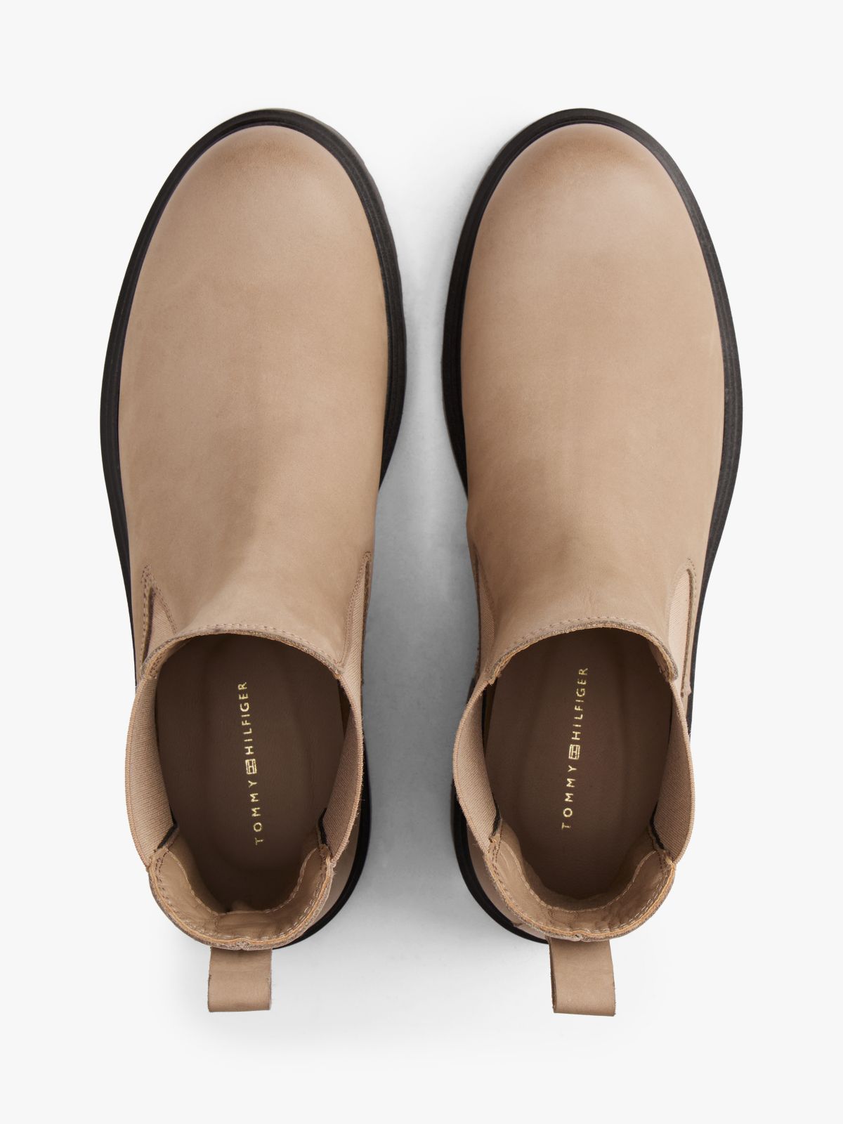 Leather Cleat Chelsea Boots — Beige