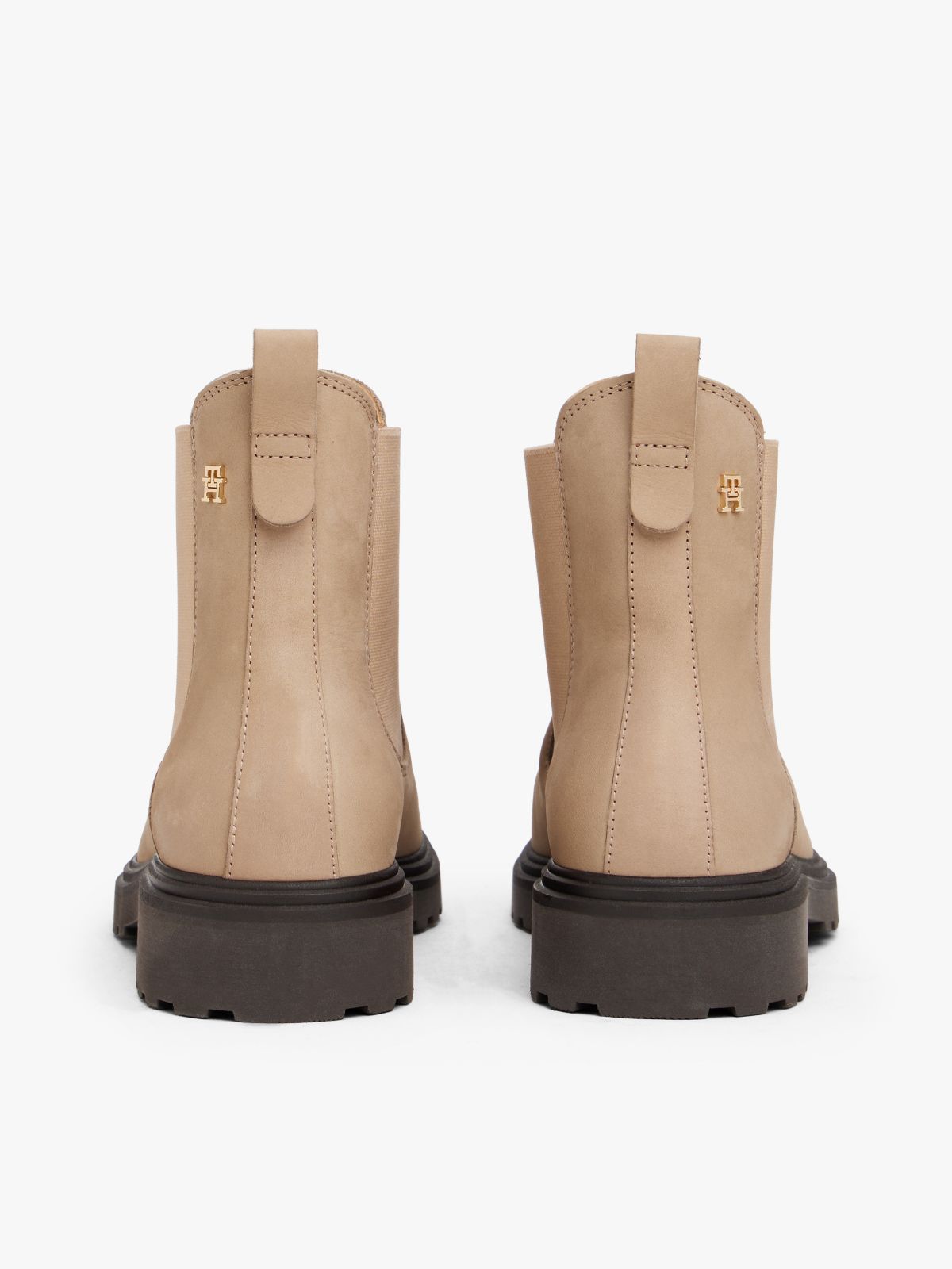 Leather Cleat Chelsea Boots — Beige