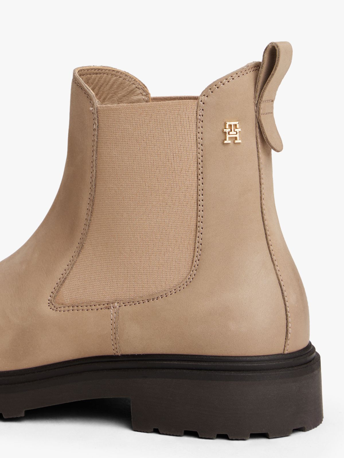 Leather Cleat Chelsea Boots — Beige