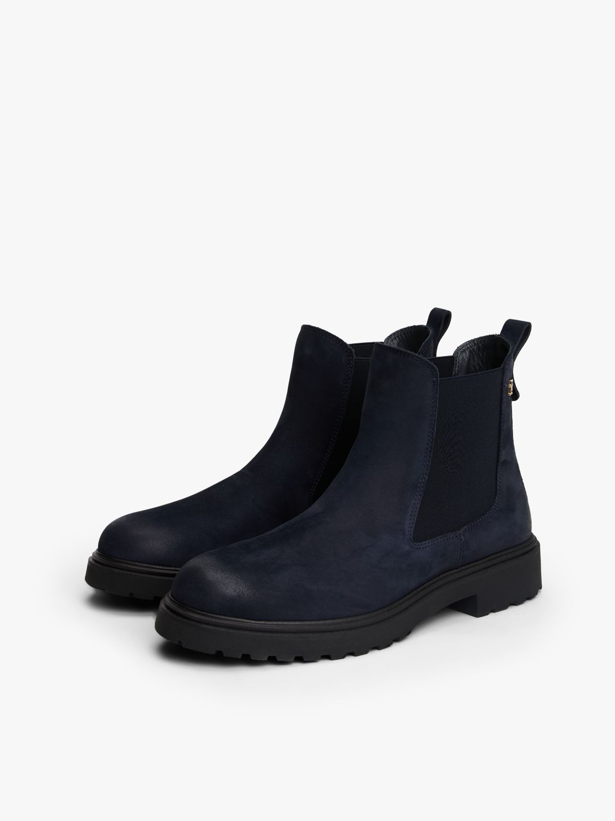 Leather Cleat Chelsea Boots — Blue