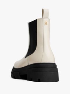 Shiny Leather Cleat Chelsea Boots — White 6