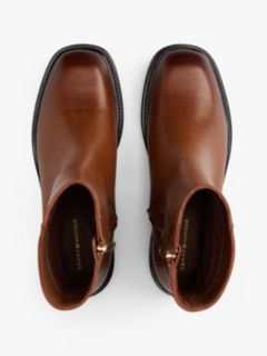 Square Toe Leather Ankle Boots — Brown 3