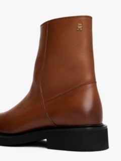 Square Toe Leather Ankle Boots — Brown 6
