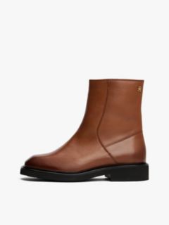 Square Toe Leather Ankle Boots — Brown 7