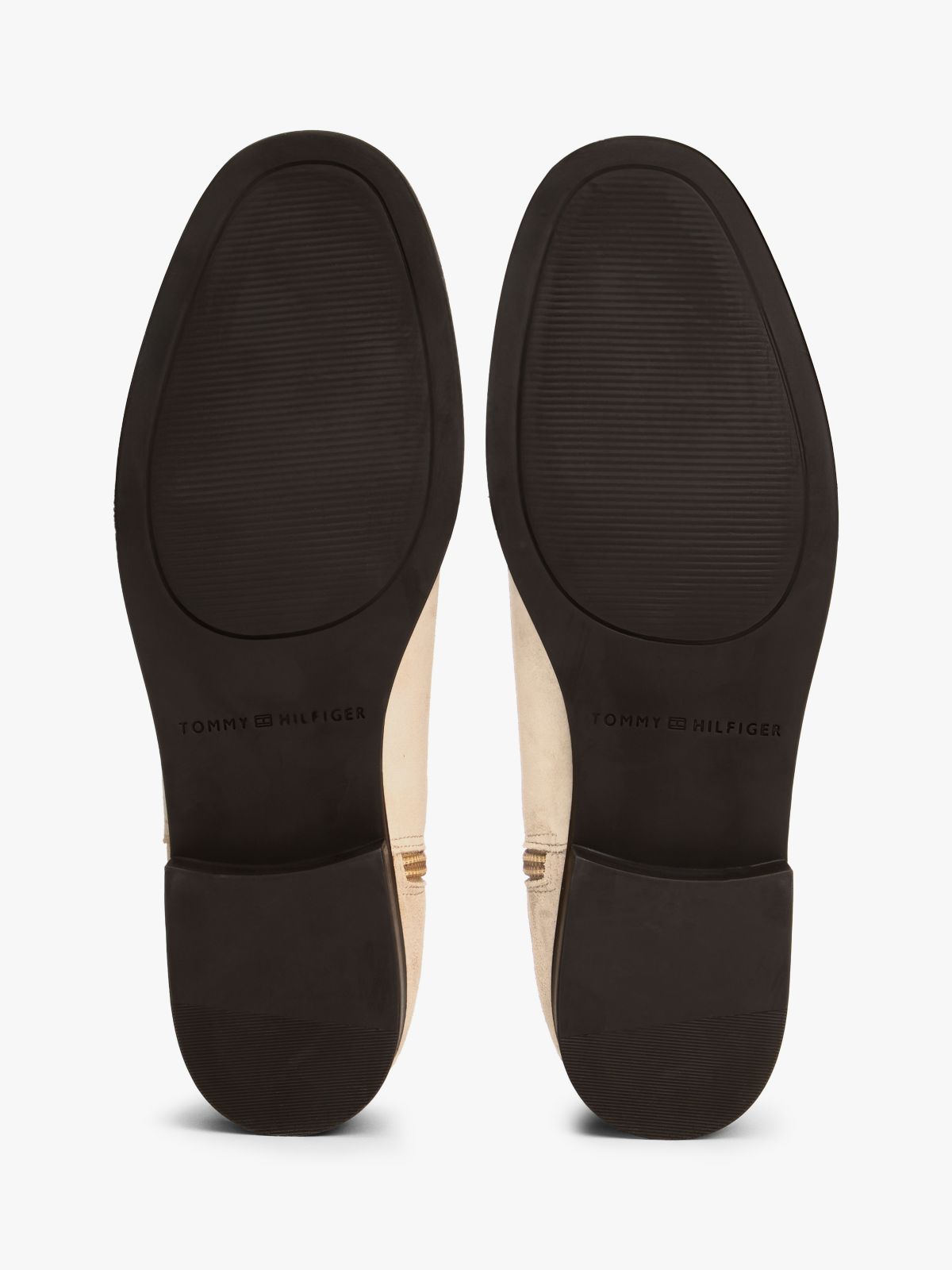 Suede Ankle Strap Riding Boots — Beige