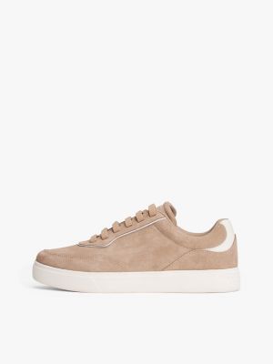 sneakers in camoscio con suola preformata rosa da donne tommy hilfiger