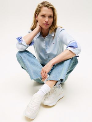white th monogram leather trainers for women tommy hilfiger