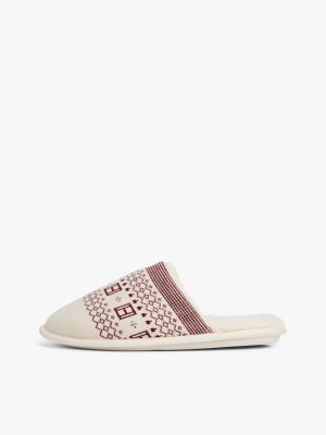 red fair isle knit slippers for women tommy hilfiger