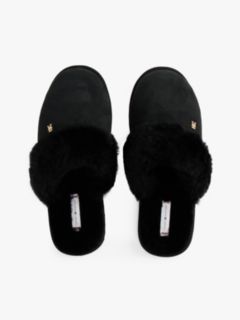 TH Monogram Shearling Leather Slippers — Black 3