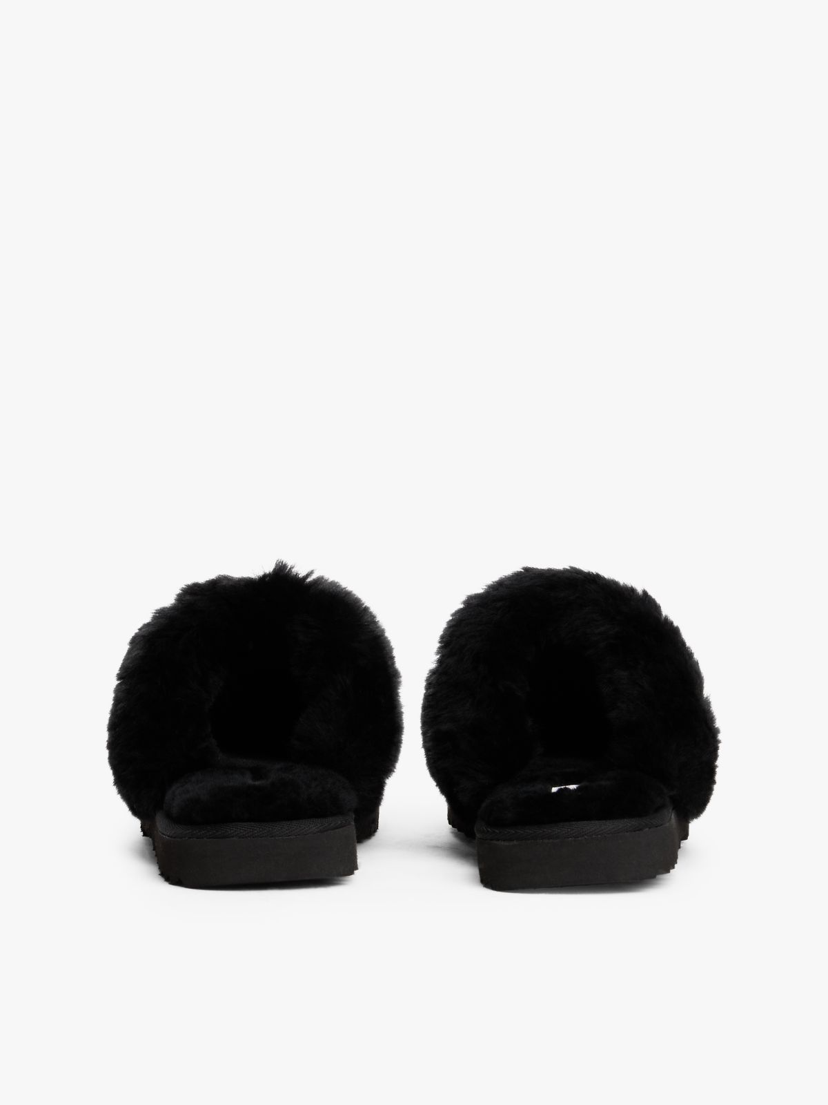 TH Monogram Shearling Leather Slippers — Black