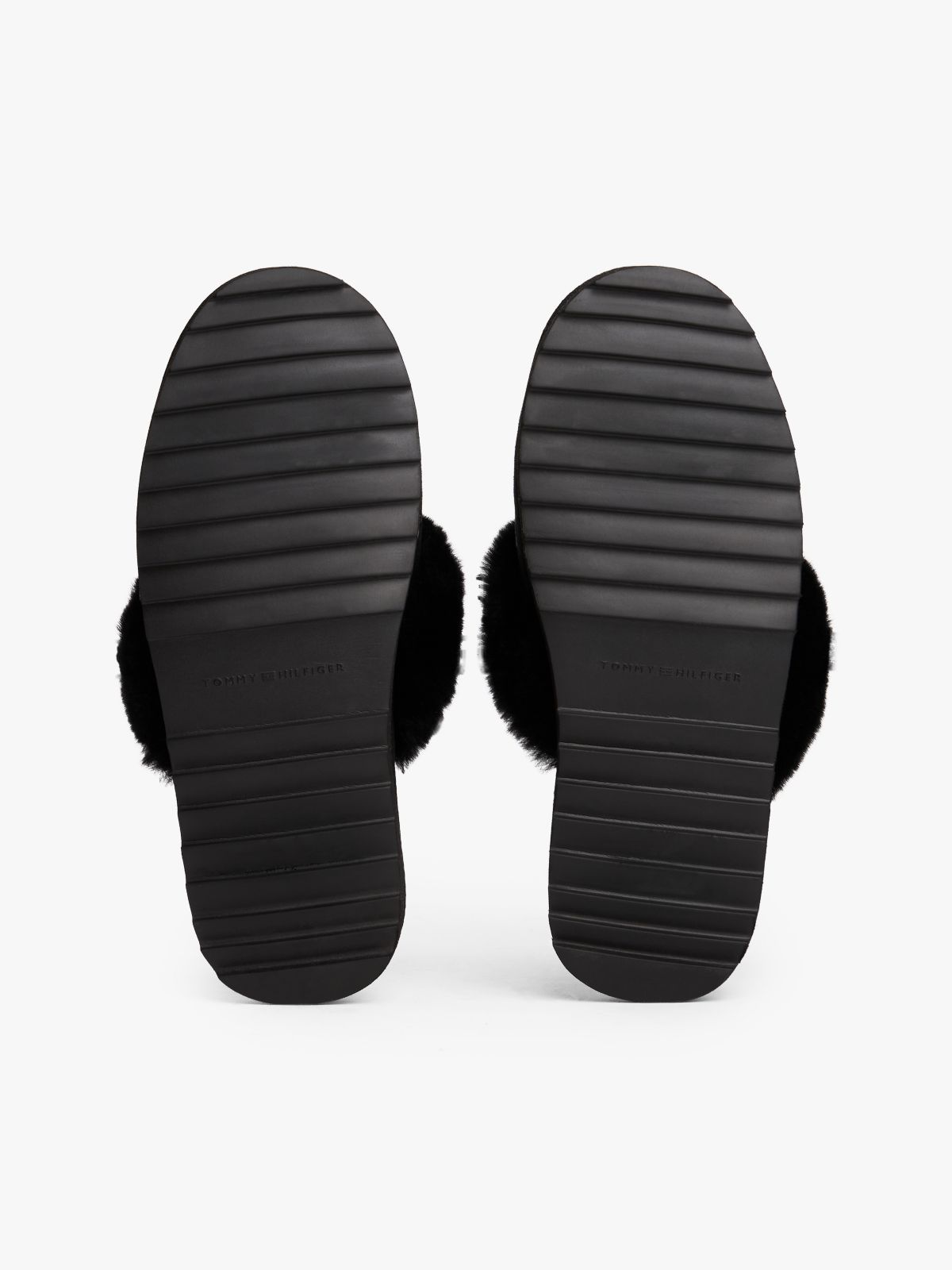 TH Monogram Shearling Leather Slippers — Black