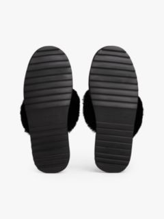 TH Monogram Shearling Leather Slippers — Black 5