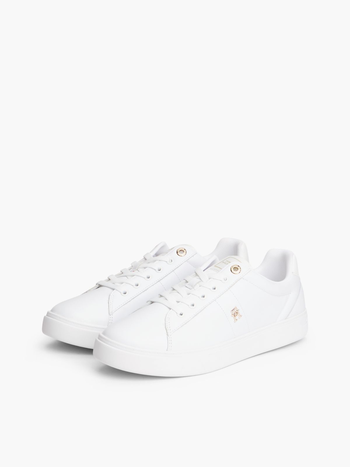 Leather TH Monogram Court Trainers — White