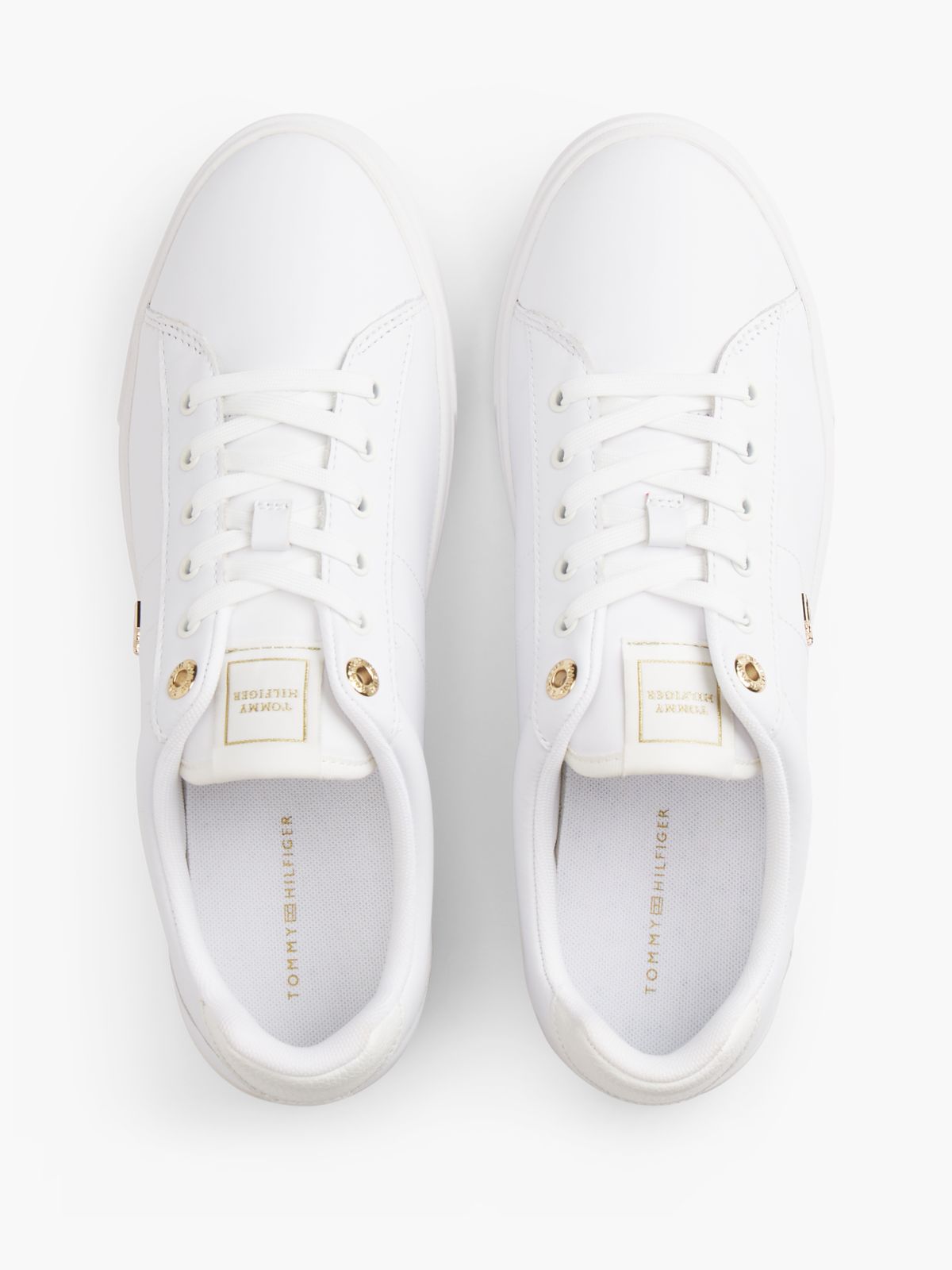 Leather TH Monogram Court Trainers — White
