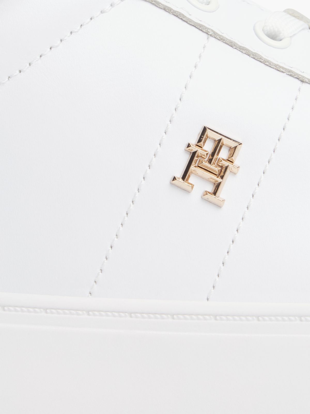 Leather TH Monogram Court Trainers — White