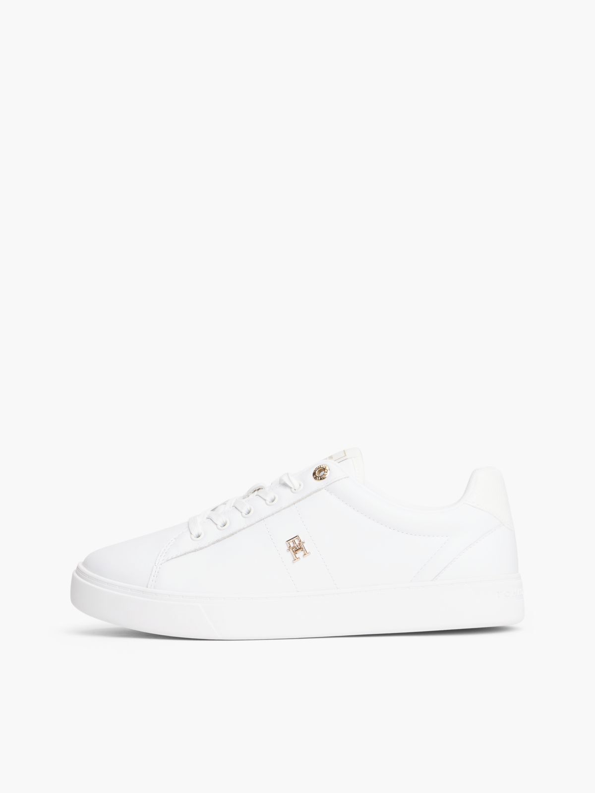 Leather TH Monogram Court Trainers — White