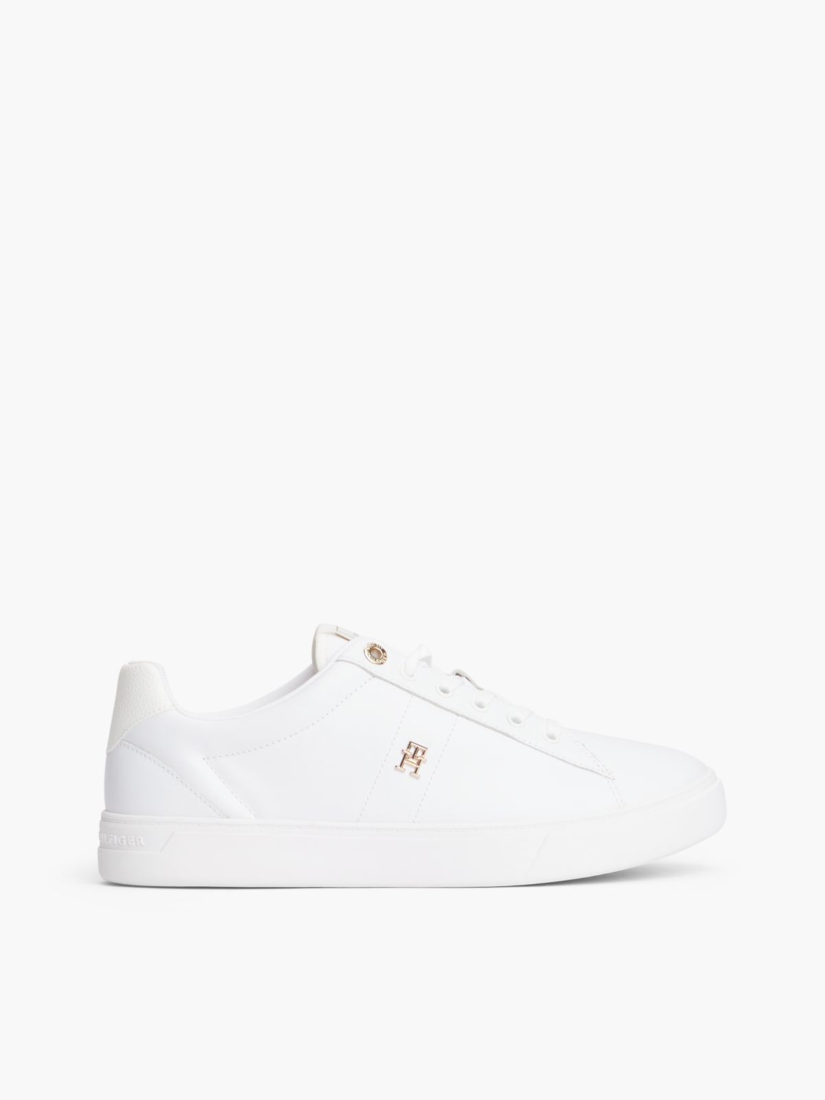 Leather TH Monogram Court Trainers — White