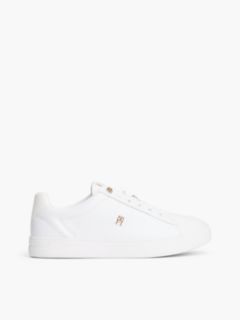 Leather TH Monogram Court Trainers — White 1