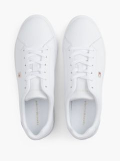 Enamel Flag Leather Court Trainers — White 3