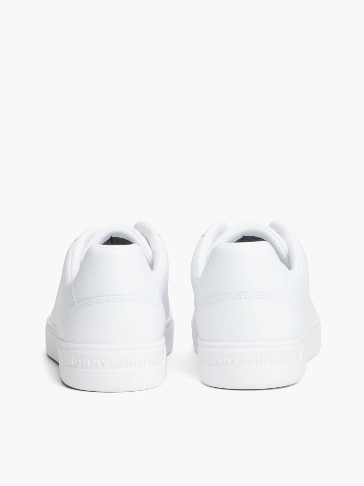 Enamel Flag Leather Court Trainers — White
