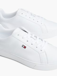 Enamel Flag Leather Court Trainers — White 6