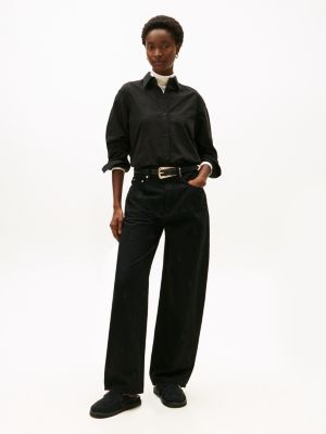 black th monogram buckle suede mules for women tommy hilfiger