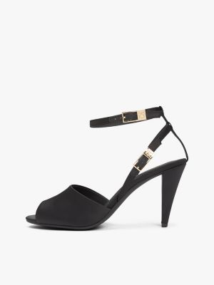 schwarz satin-high heel mit zwei schnallen für damen - tommy hilfiger