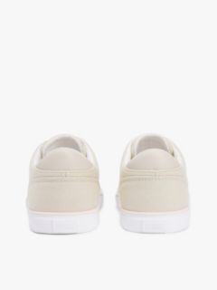 Low Profile Canvas Lace-Up Trainers — Beige 4