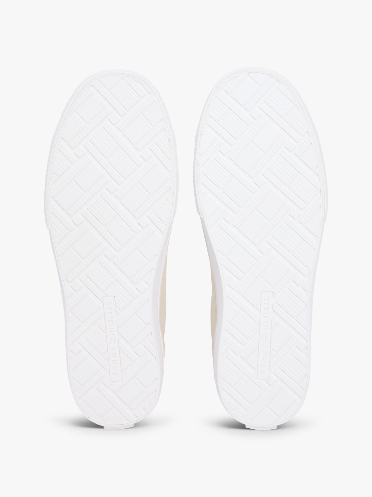 Low Profile Canvas Lace-Up Trainers — Beige