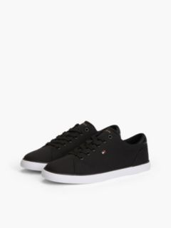 Low Profile Canvas Lace-Up Trainers — Black 2