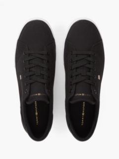 Low Profile Canvas Lace-Up Trainers — Black 3