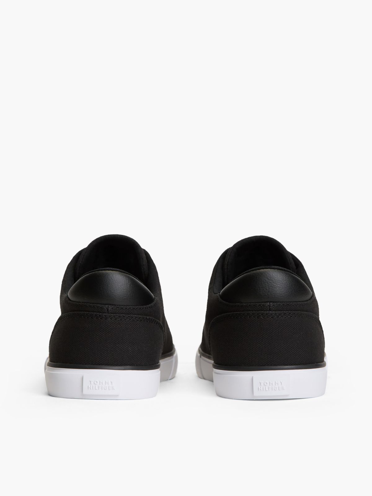 Low Profile Canvas Lace-Up Trainers — Black