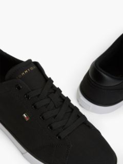 Low Profile Canvas Lace-Up Trainers — Black 6