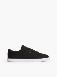 Low Profile Canvas Lace-Up Trainers — Black 1