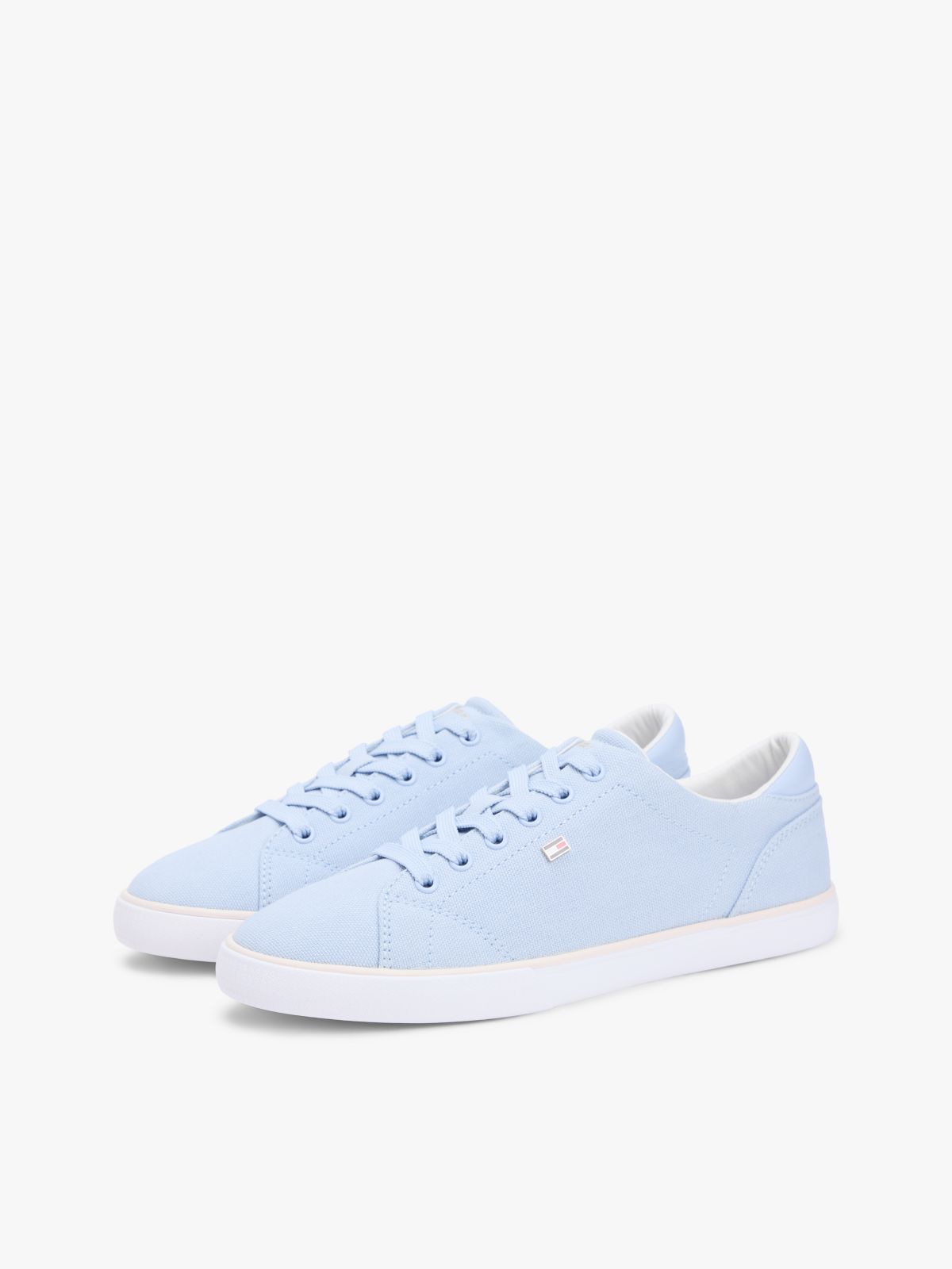 Low Profile Canvas Lace-Up Trainers — Blue