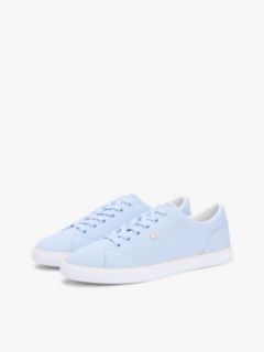 Low Profile Canvas Lace-Up Trainers — Blue 2