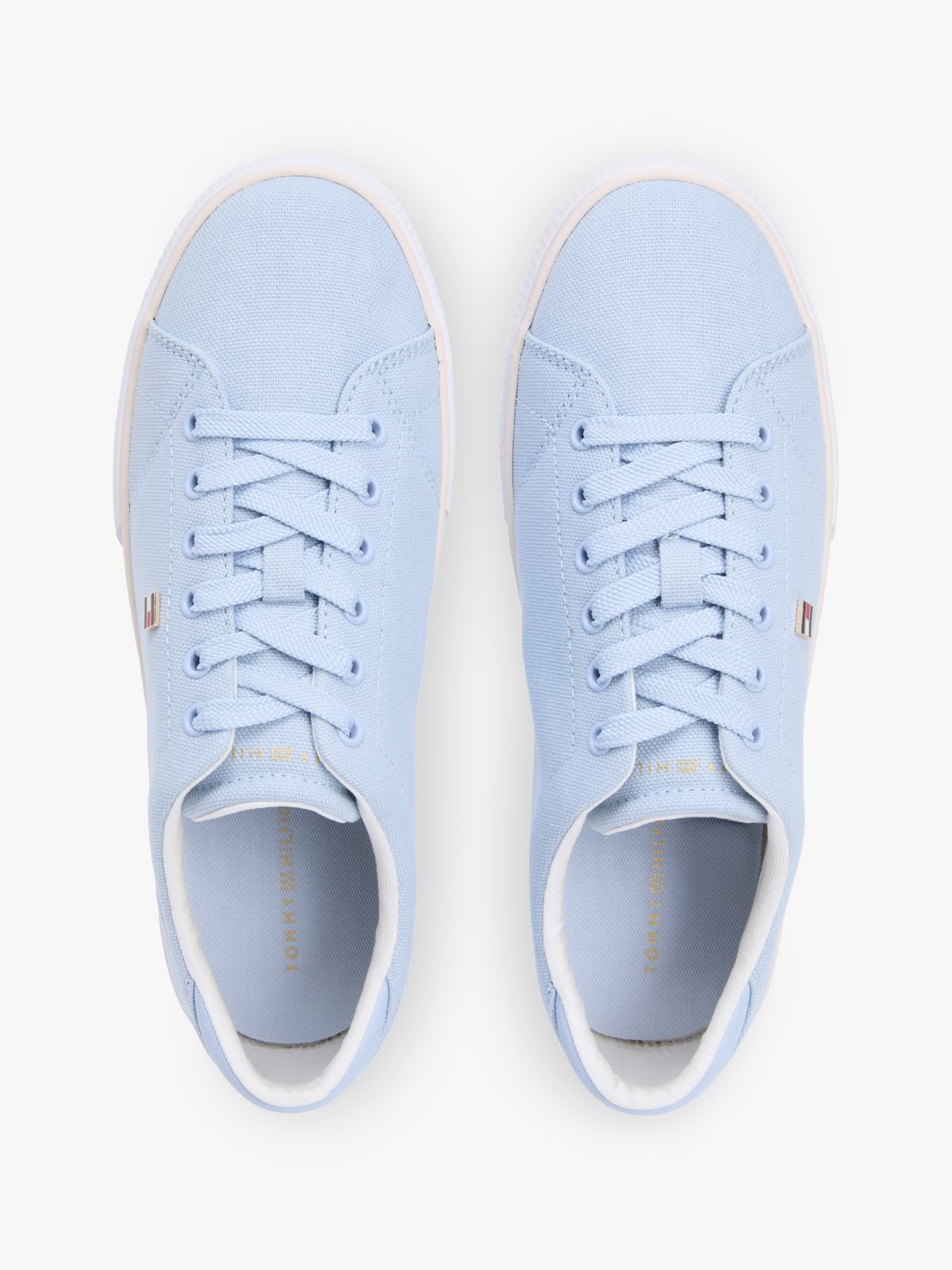 Low Profile Canvas Lace-Up Trainers — Blue