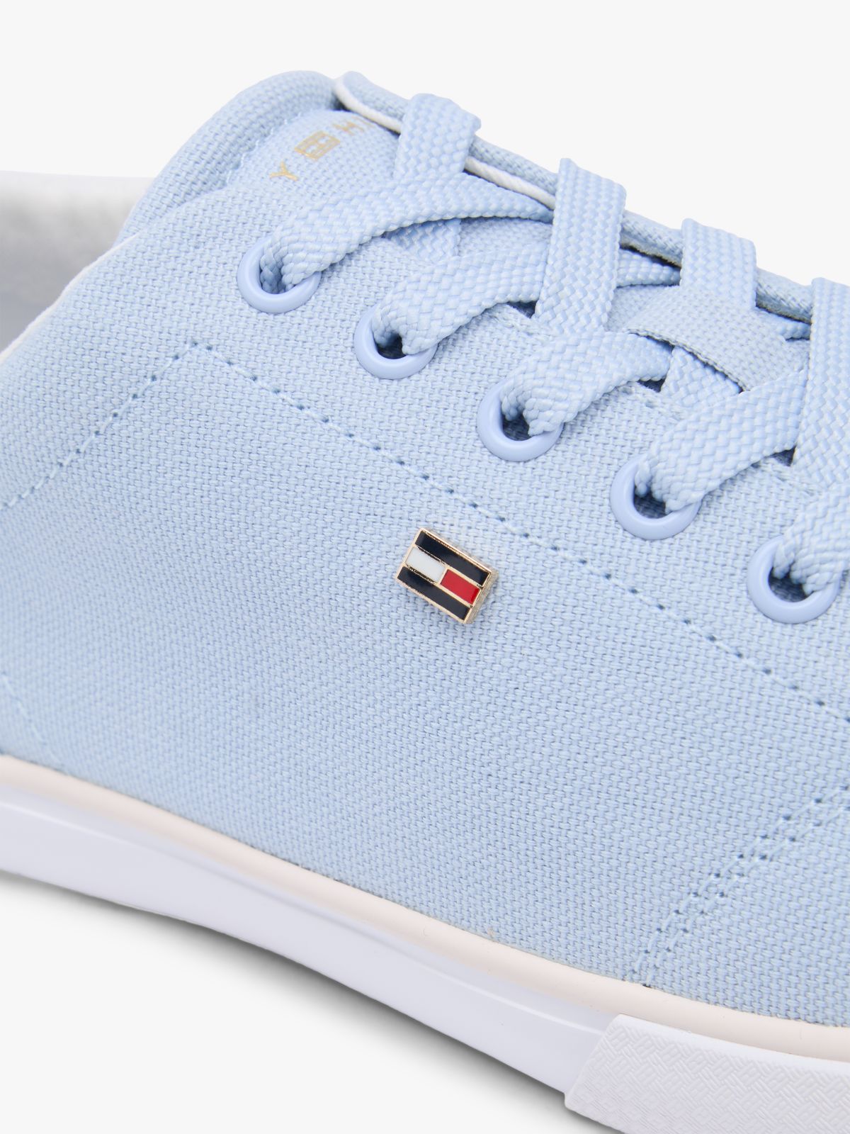 Low Profile Canvas Lace-Up Trainers — Blue