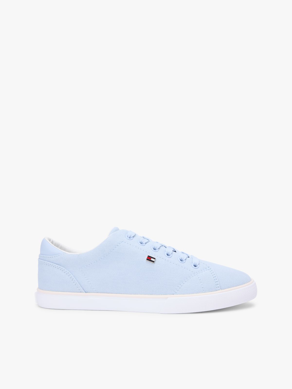 Low Profile Canvas Lace-Up Trainers — Blue