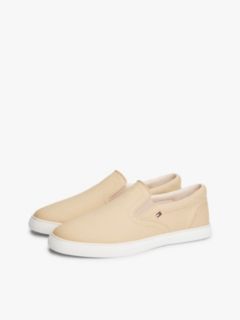 Low Profile Canvas Slip-On Trainers — Beige 2