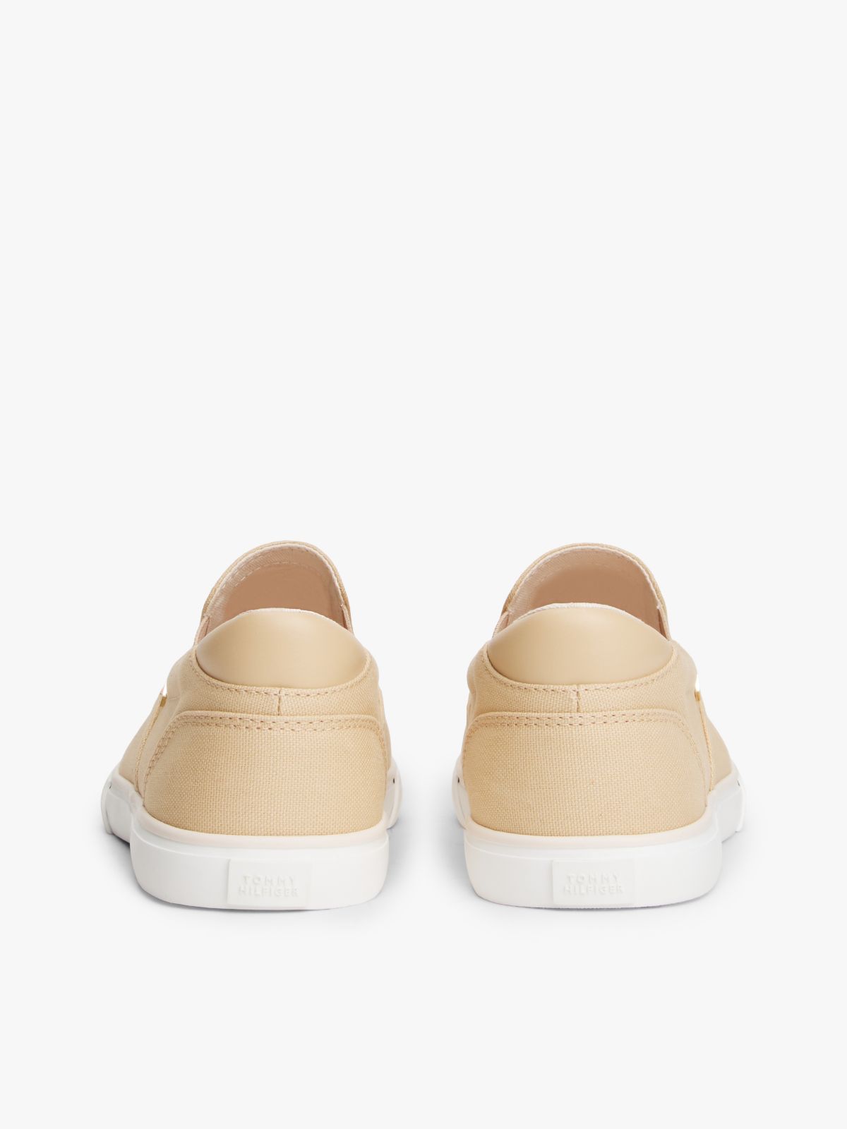 Low Profile Canvas Slip-On Trainers — Beige