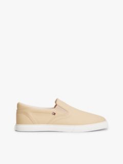 Low Profile Canvas Slip-On Trainers — Beige 1