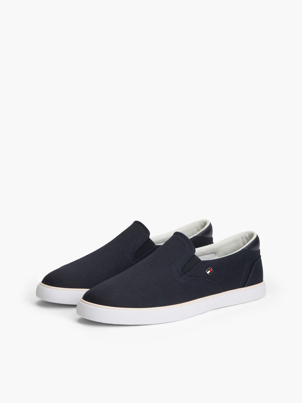 Low Profile Canvas Slip-On Trainers — Blue